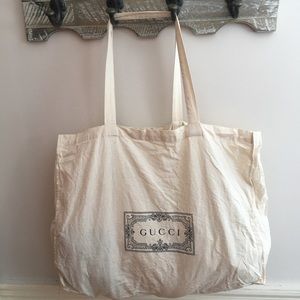 GUCCI Large Reusable Cotton Shopping Tote Bag In Cream